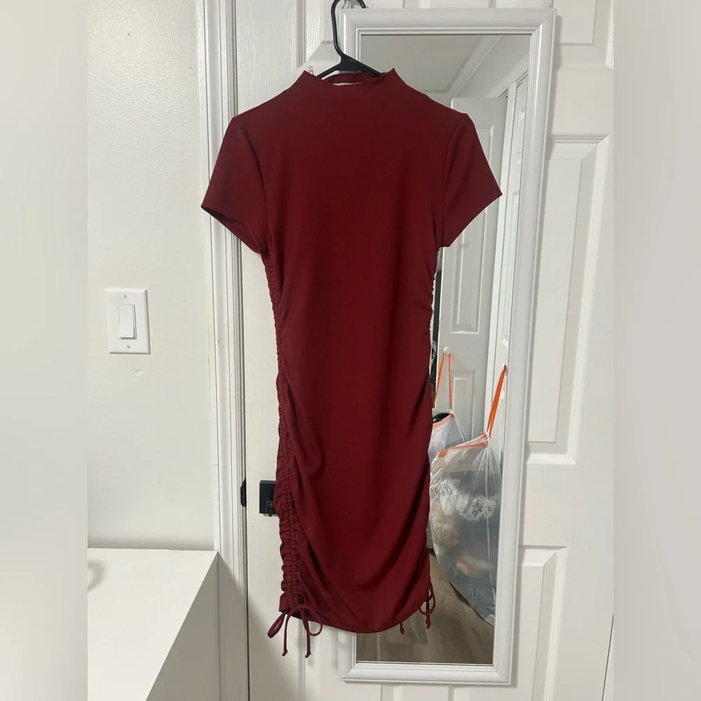 Almost famous wine (rumba red) ribbed bodycon dress, size L - Picture 1 of 1